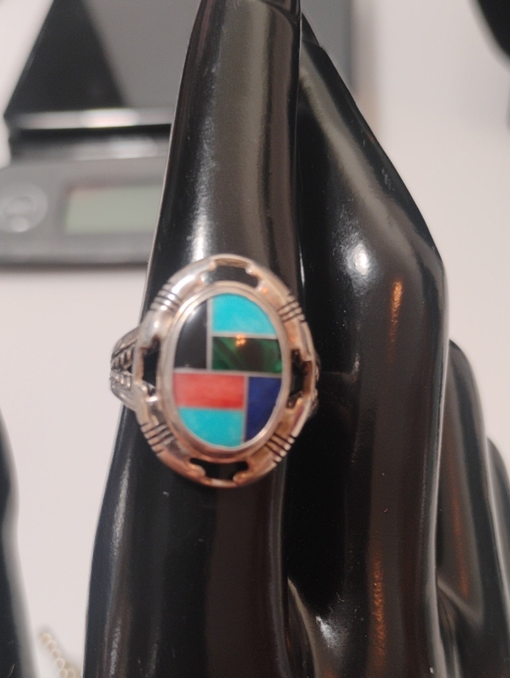 Carolyn Pollack Relios 925 Sterling Inlaid Stones Ring Size 8 - Picture 7 of 7
